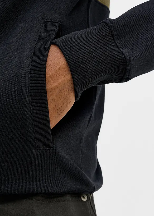 Felpa con zip e cappuccio in puro cotone biologico, bonprix
