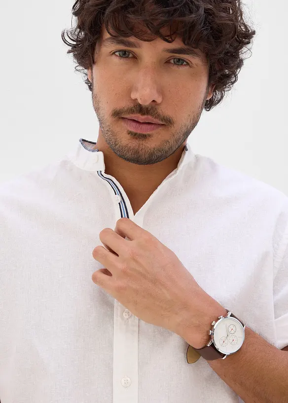 Camicia a maniche corte in misto lino vaporoso, bonprix