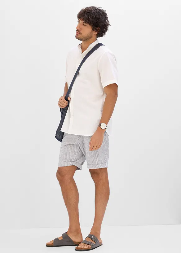 Camicia a maniche corte in misto lino vaporoso, bonprix