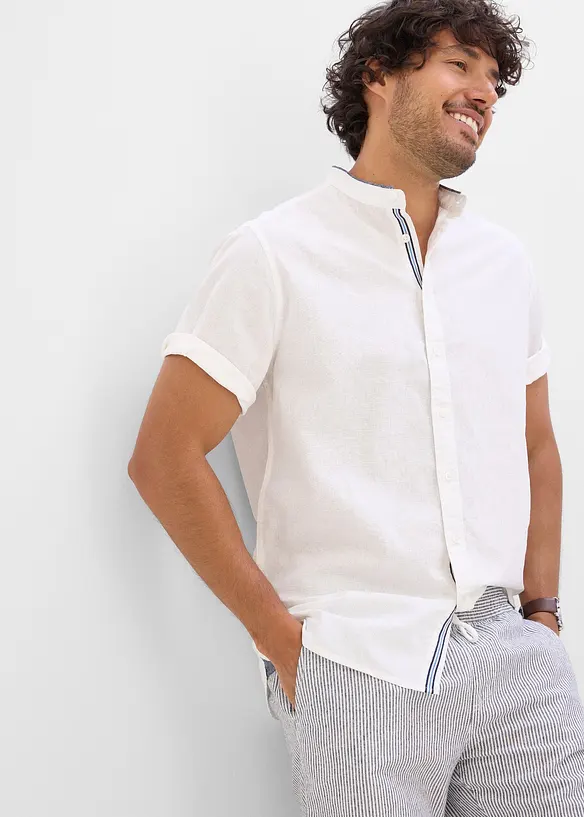 Camicia a maniche corte in misto lino vaporoso, bonprix