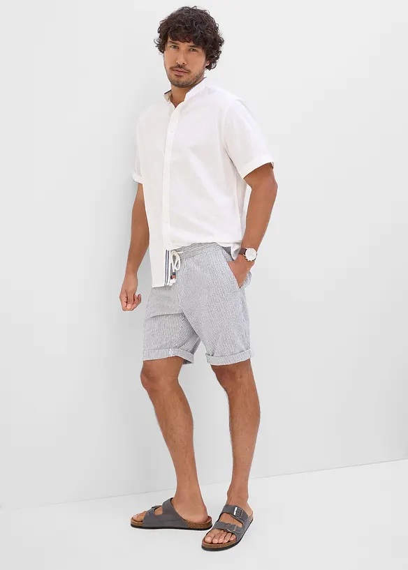 Camicia a maniche corte in misto lino vaporoso, bonprix