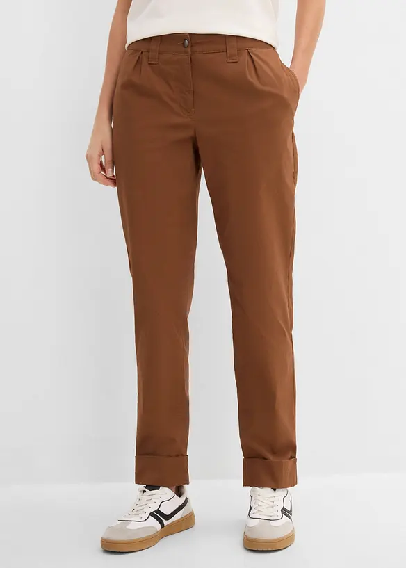 Pantaloni chino alla caviglia in misto cotone elasticizzato, bonprix