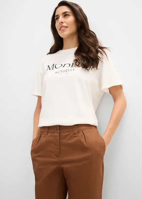 Pantaloni chino alla caviglia in misto cotone elasticizzato, bonprix