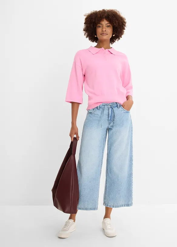 Jeans wide leg cropped, bonprix