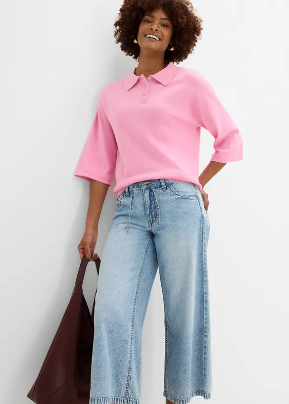 Jeans wide leg cropped, bonprix