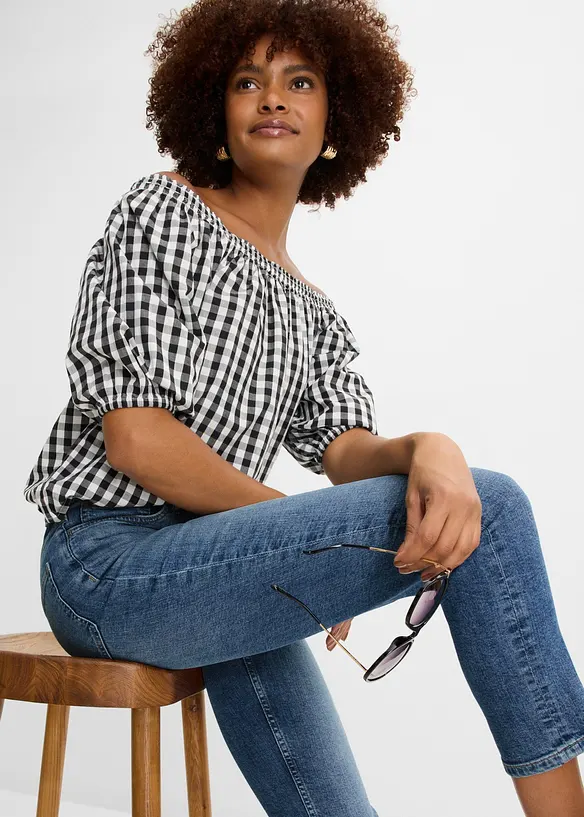 Jeans cropped slim fit, vita alta, bonprix