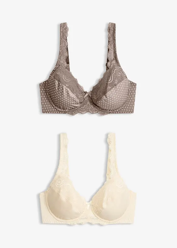 Reggiseno con ferretto e pizzo delicato (pacco da 2), bonprix