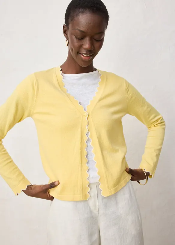 Cardigan in filato fine misto seta, bonprix