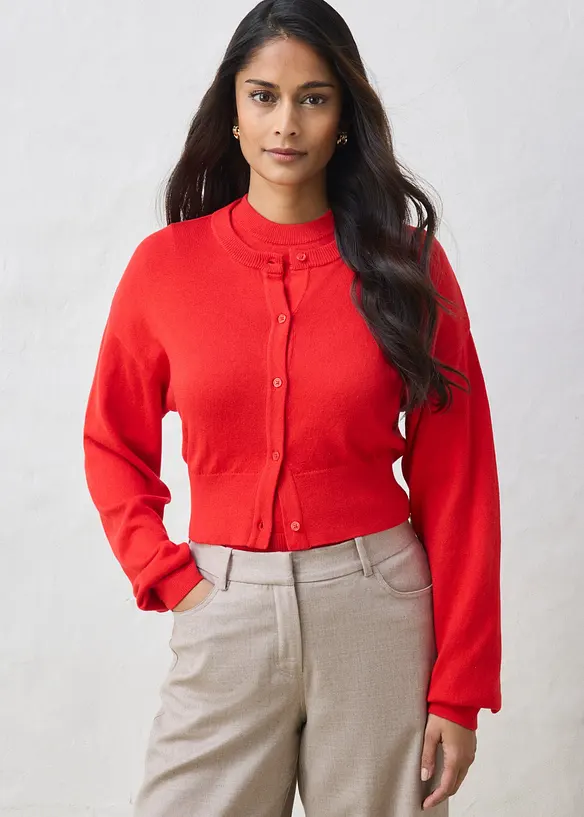 Cardigan corto in misto seta, bonprix