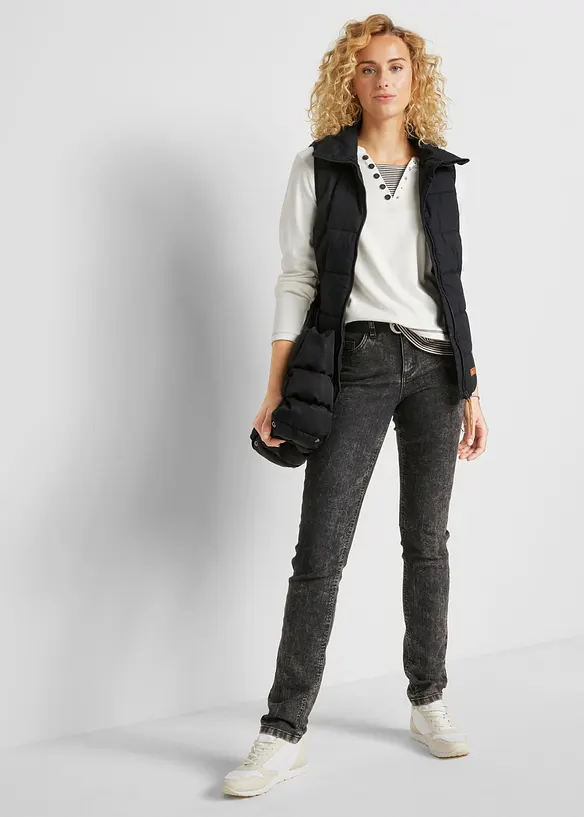 Maglia in cotone a maniche lunghe effetto 2 in 1, bonprix