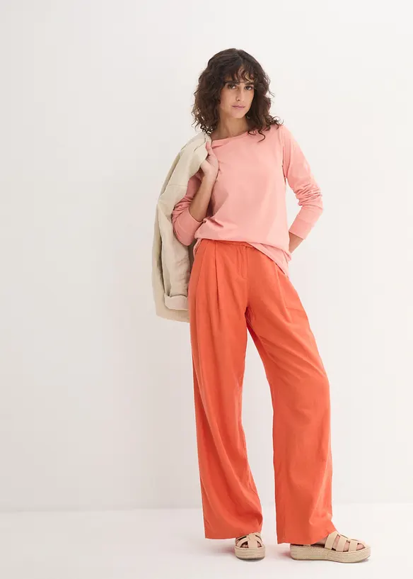 Maglia lunga con scollo rotondo e maniche lunghe  (pacco da 5), bonprix
