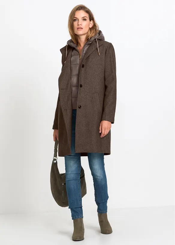 Cappotto corto in simil lana con effetto 2 in 1, bonprix