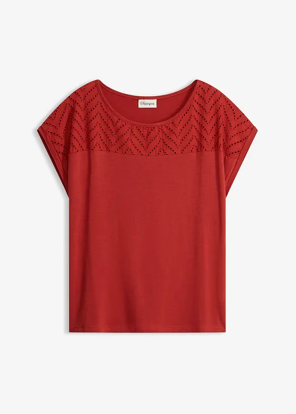 Maglia in morbida viscosa con pizzo, bonprix
