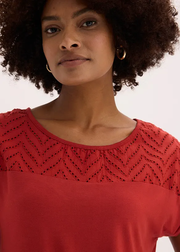Maglia in morbida viscosa con pizzo, bonprix