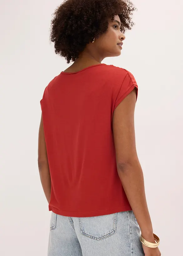 Maglia in morbida viscosa con pizzo, bonprix