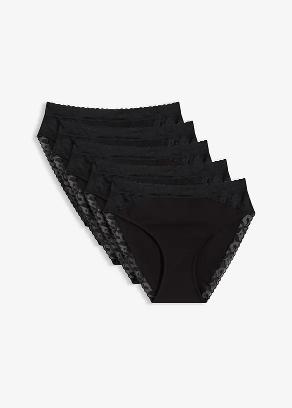 Slip alto con pizzo (pacco da 5), bonprix
