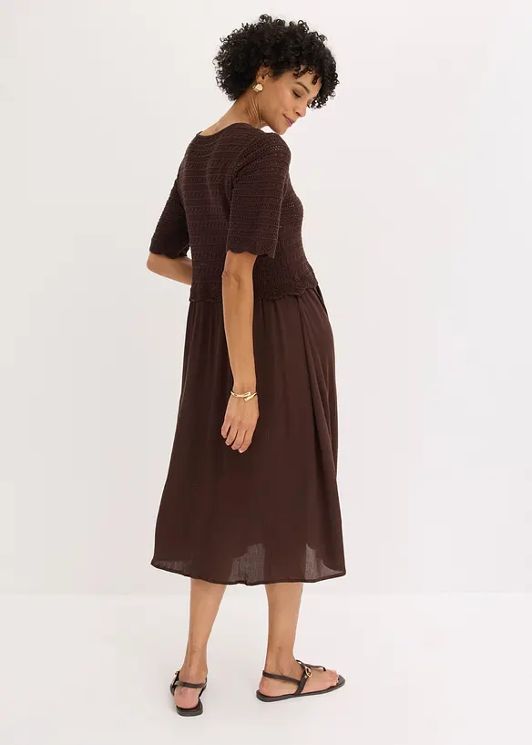 Abito con corpino in maglia traforata integrato, bonprix