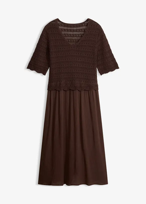 Abito con corpino in maglia traforata integrato, bonprix
