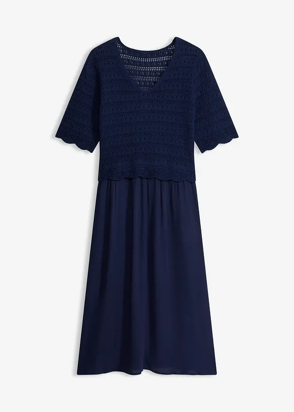 Abito con corpino in maglia traforata integrato, bonprix
