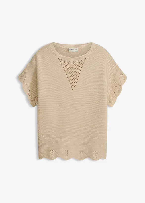 Maglione a maniche corte con filato glitterato, bonprix