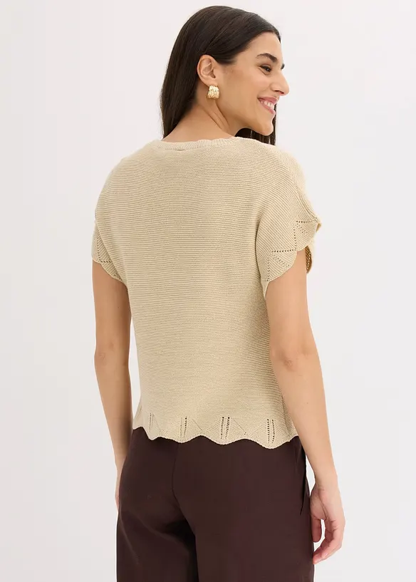 Maglione a maniche corte con filato glitterato, bonprix