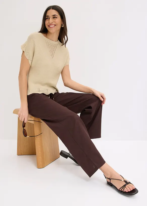 Maglione a maniche corte con filato glitterato, bonprix