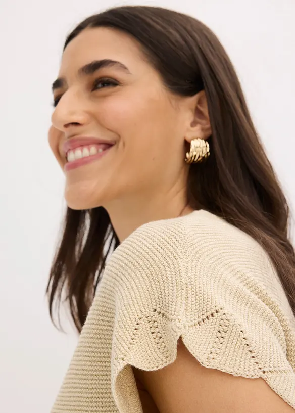 Maglione a maniche corte con filato glitterato, bonprix