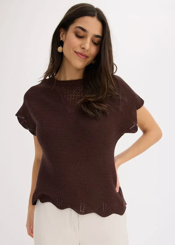 Maglione a maniche corte con filato glitterato, bonprix