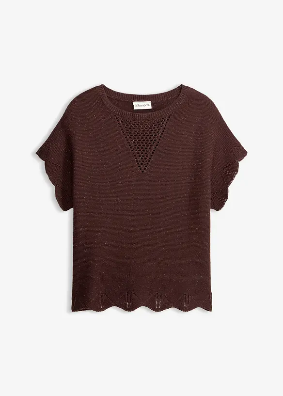 Maglione a maniche corte con filato glitterato, bonprix