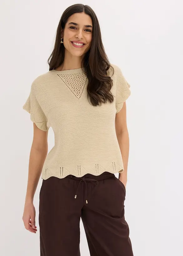 Maglione a maniche corte con filato glitterato, bonprix