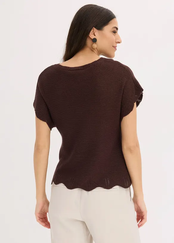 Maglione a maniche corte con filato glitterato, bonprix