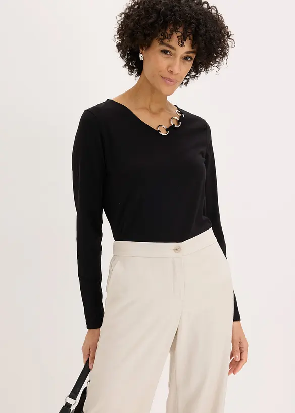 Maglia a maniche lunghe con occhielli, bonprix