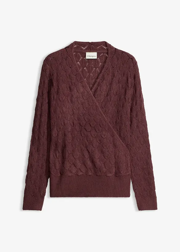 Maglione traforato con effetto a portafoglio, bonprix