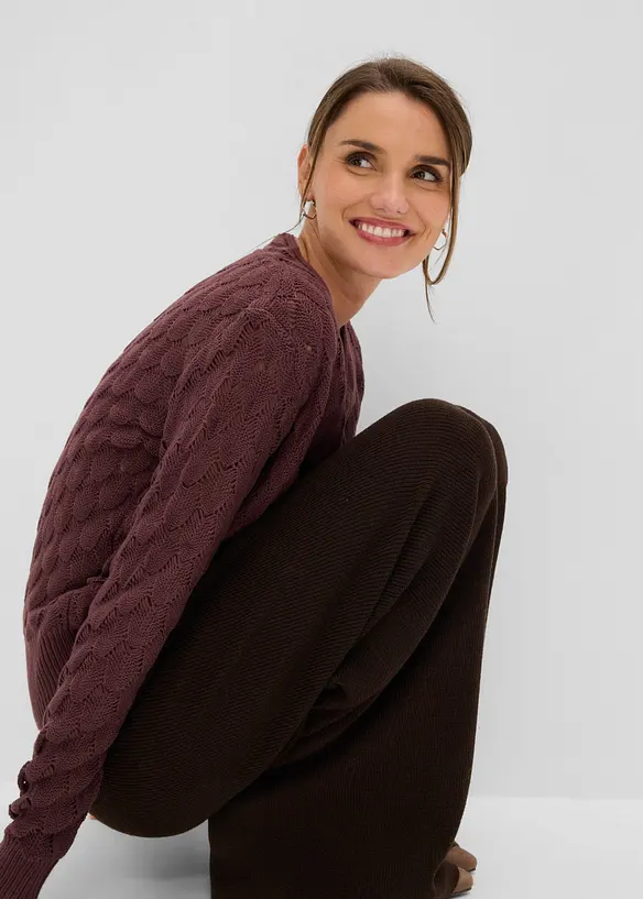Maglione traforato con effetto a portafoglio, bonprix