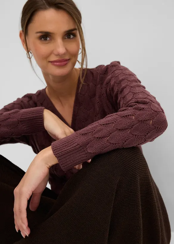 Maglione traforato con effetto a portafoglio, bonprix