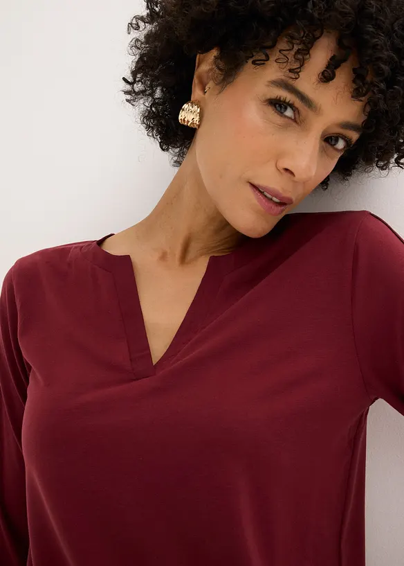 Maglia a maniche lunghe con inserto in satin, bonprix