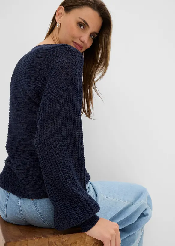 Maglione traforato oversize, bonprix