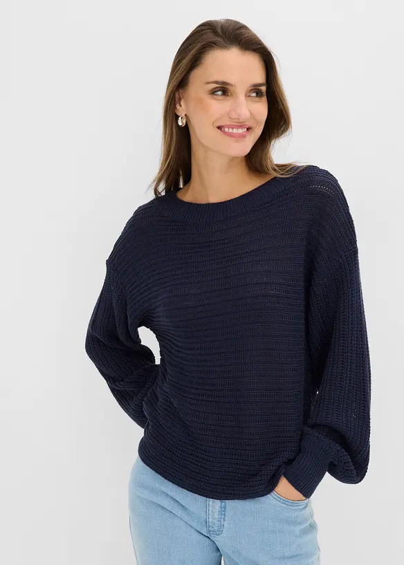 Maglione traforato oversize, bonprix