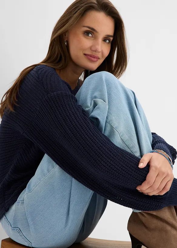 Maglione traforato oversize, bonprix