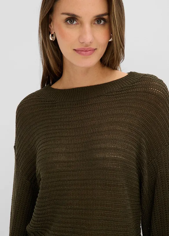 Maglione traforato oversize, bonprix