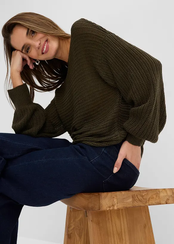 Maglione traforato oversize, bonprix