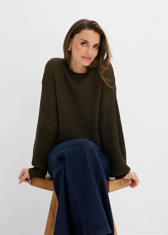 Maglione traforato oversize, bonprix