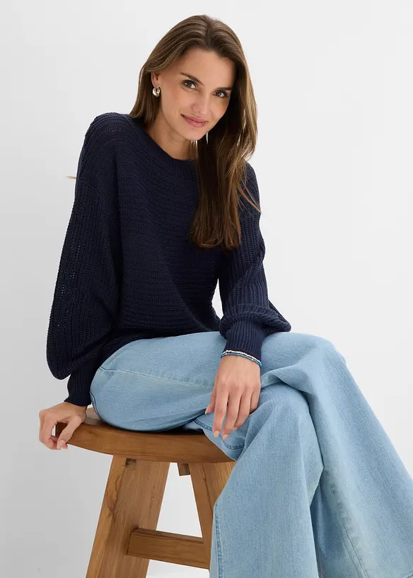 Maglione traforato oversize, bonprix