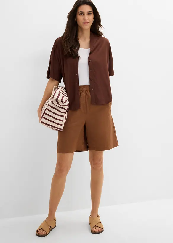 Bermuda con vita elastica in misto cotone, bonprix