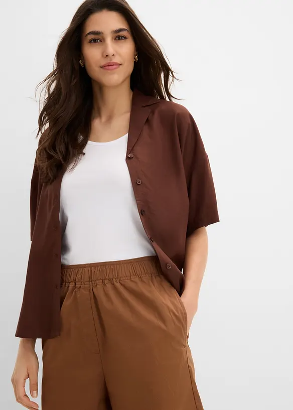 Bermuda con vita elastica in misto cotone, bonprix