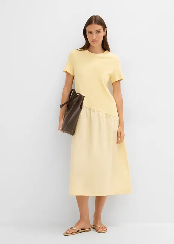 Abito in maglina con materiali misti, bonprix