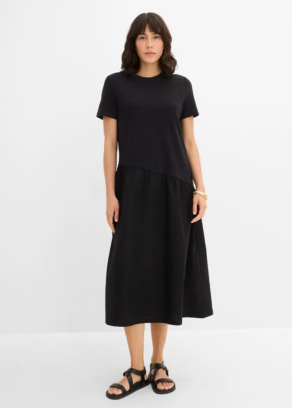Abito in maglina con materiali misti, bonprix
