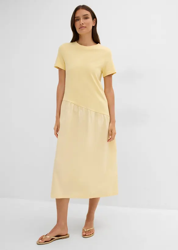 Abito in maglina con materiali misti, bonprix