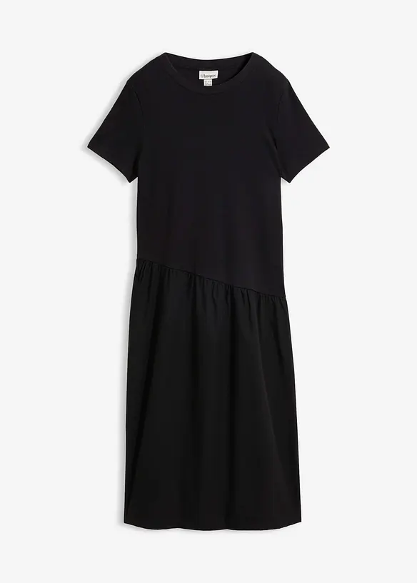 Abito in maglina con materiali misti, bonprix