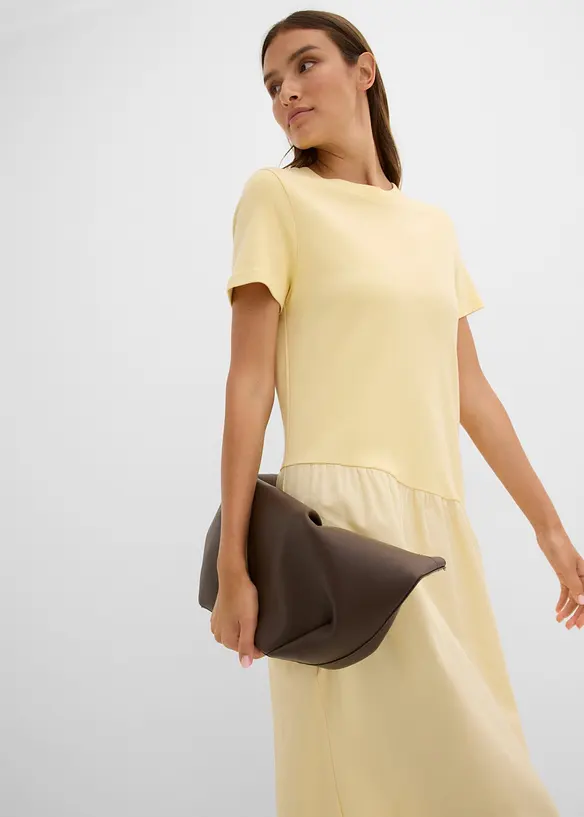 Abito in maglina con materiali misti, bonprix